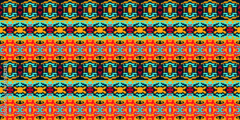 Horizontal seamless pattern winter design. Ethnic textile print. Vector fashion background.