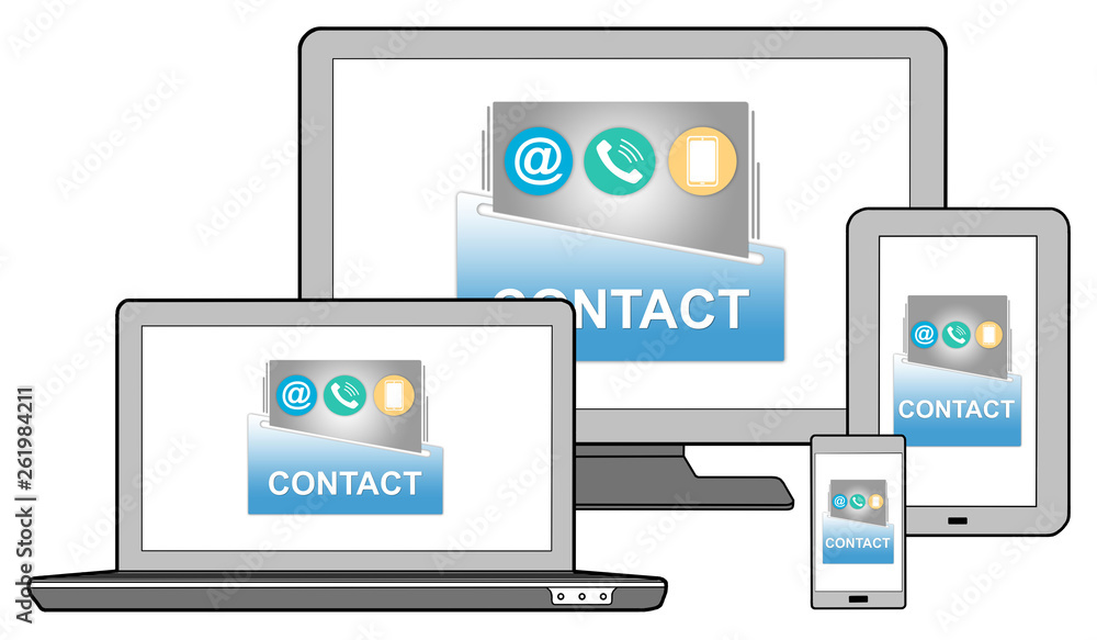 Contact concept on different devices Contact concept on different devices