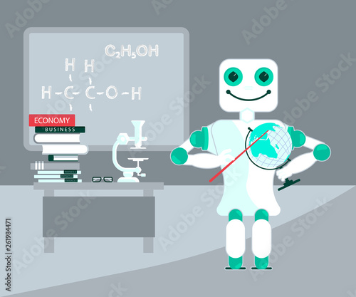 Robot Assistant teacher at a classroom