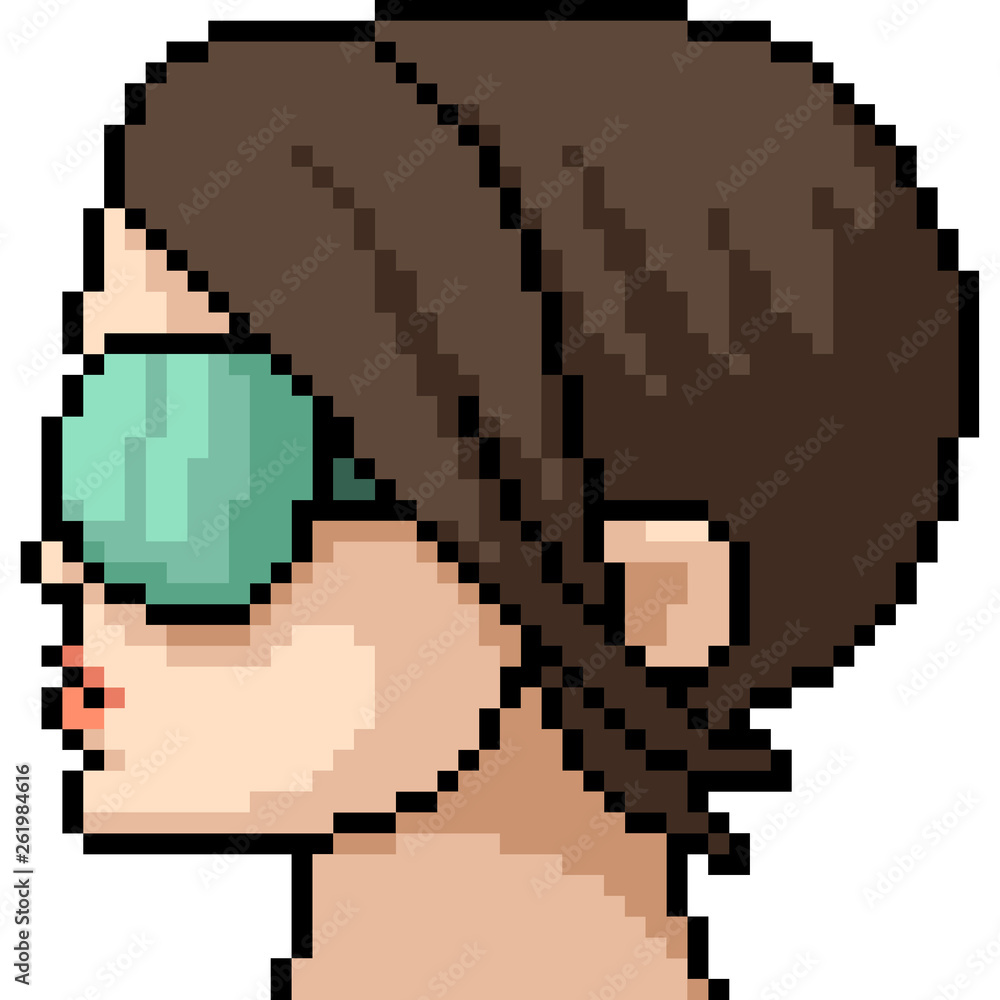 Fototapeta premium vector pixel art woman head