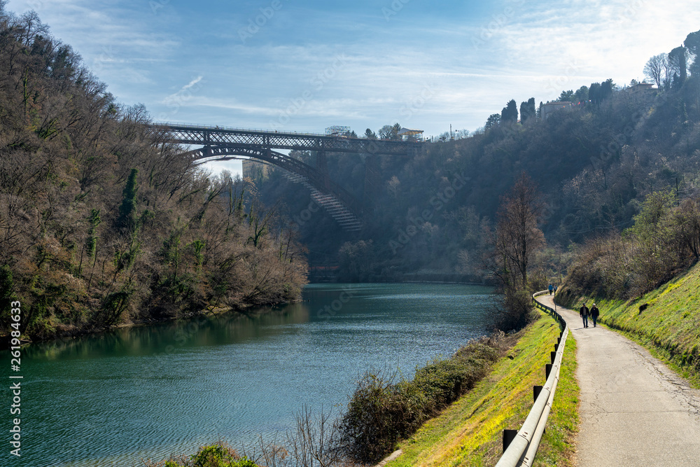 The historic bridge of Paderno, Italy