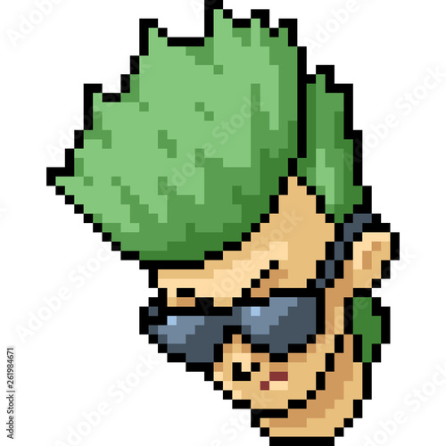 vector pixel art boy head © Saphatthachat