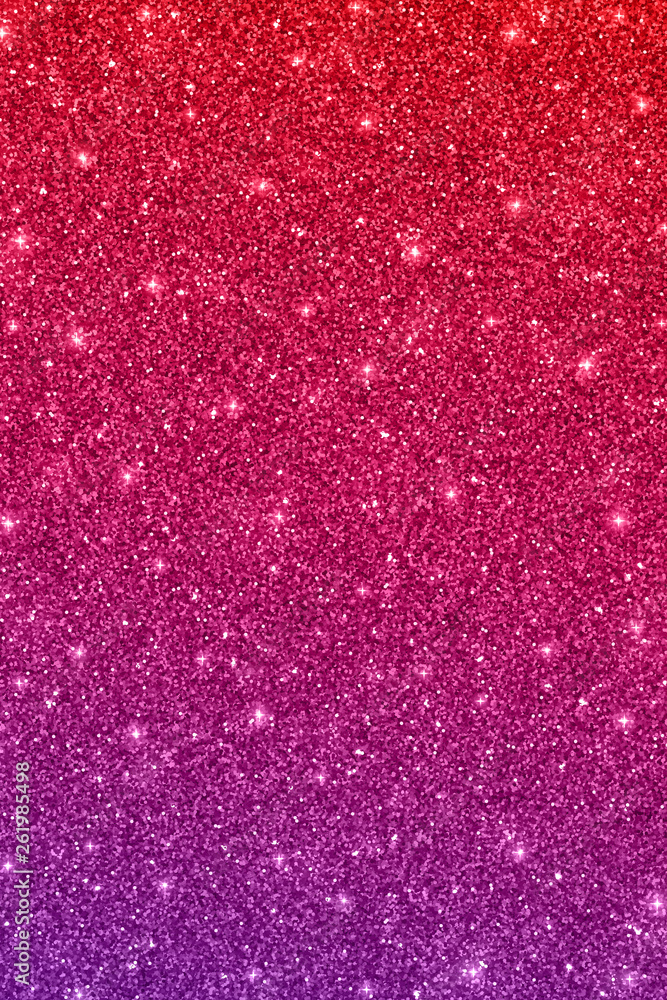 Glitter texture with red purple color gradient. Vector