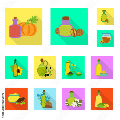 Vector illustration of bottle and glass icon. Set of bottle and agriculture vector icon for stock.