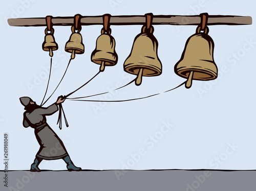 Ring the bells. Vector drawing