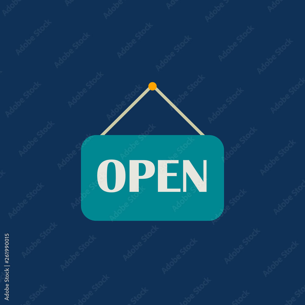 Vector open door sign. Flat design illustration Vector open door sign. Flat design illustration