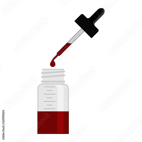 Medical bottle glass. Brown vial with cap for medical or cosmetic products. Isolated on white background. Vector packaging  pharmacy bottle.