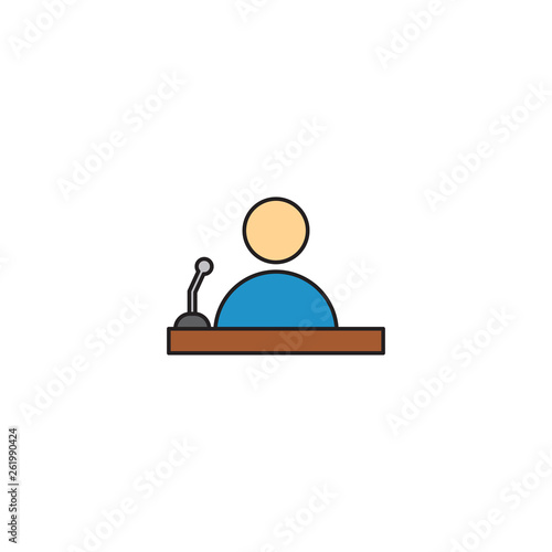 speaker with microphone vector icon isolated on white background