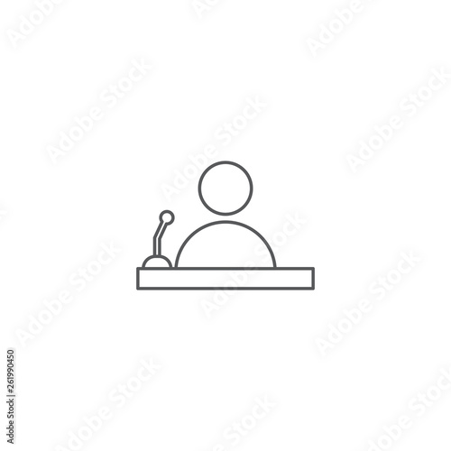 speaker with microphone vector icon isolated on white background