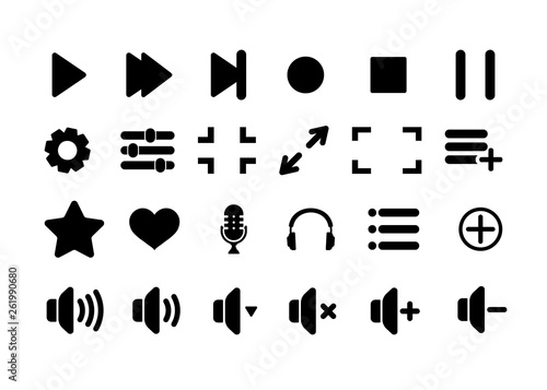 Set Media Player icons. Vector Illustration