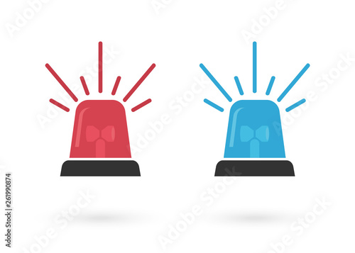 Red and blue sign siren vector set. Flasher icon