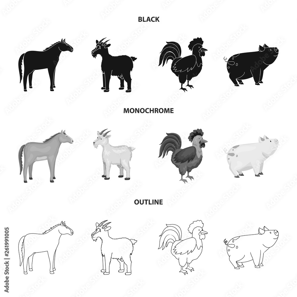 Vector illustration of breeding and kitchen sign. Collection of breeding and organic stock symbol for web. Vector illustration of breeding and kitchen sign. Collection of breeding and organic stock symbol for web.
