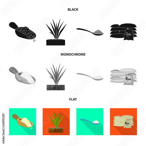 Vector design of crop and ecological symbol. Collection of crop and cooking vector icon for stock.