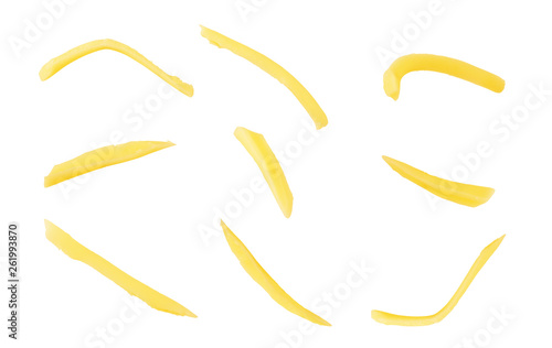Set of grated cheese on a white background