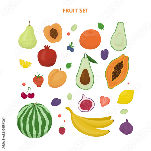 Fototapeta Naklejka Na Ścianę i Meble -  Fruits set. Organic food full of vitamin