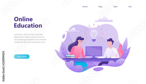 Online education web banner. Idea of distance