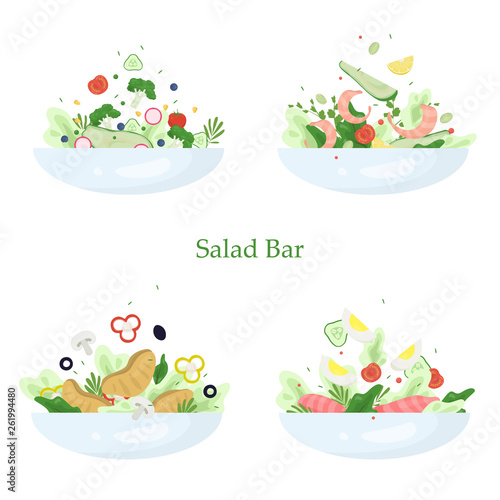 Fresh organic salad set. Healthy dinner made of vegetable