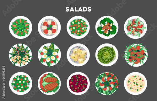 Fresh organic salad set. Healthy dinner made of vegetable