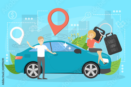 Car sharing service concept. Idea of vehicle