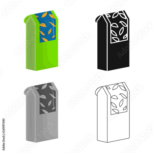 Vector illustration of box and tea logo. Set of box and homeopathy stock vector illustration.