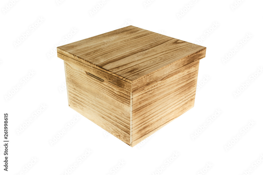 wooden box empty on white background. wooden box empty on white background.