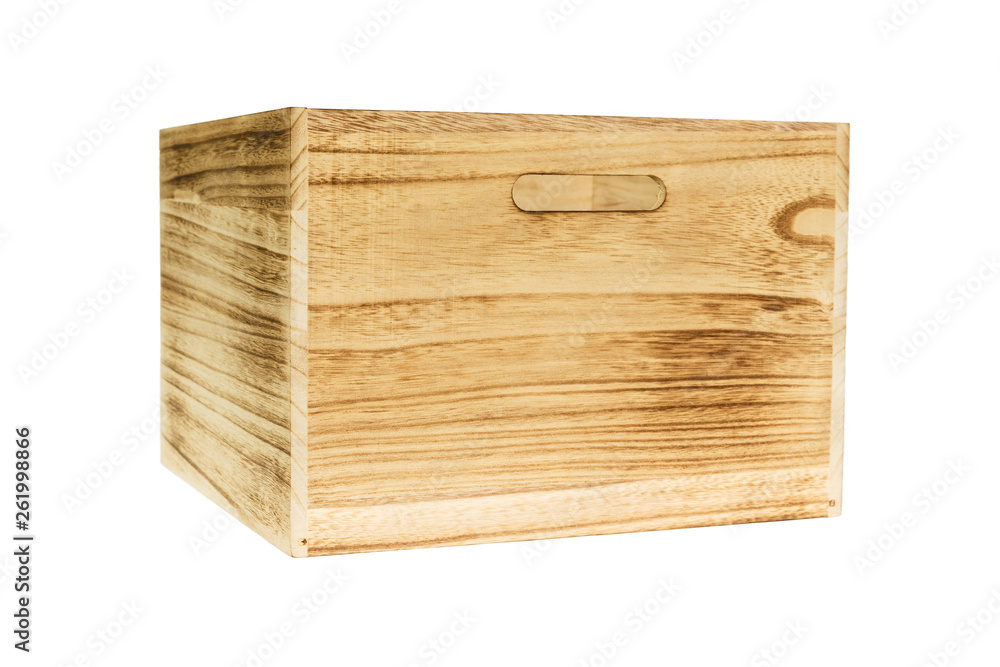 Fototapeta premium wooden box empty on white background.
