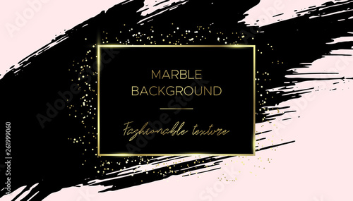 Card template. Black brush stroke and gold dust.