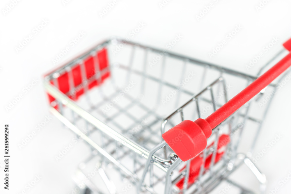 red shopping cart on white background. red shopping cart on white background.