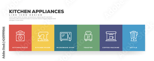 Kitchen Appliances Line Icon Design