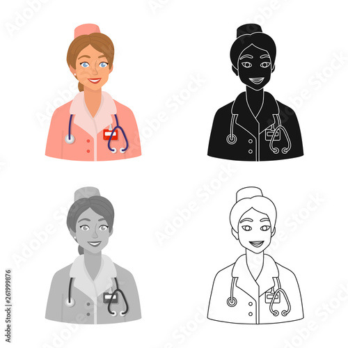 Vector illustration of nurse  and doctor sign. Collection of nurse  and assistant stock vector illustration.