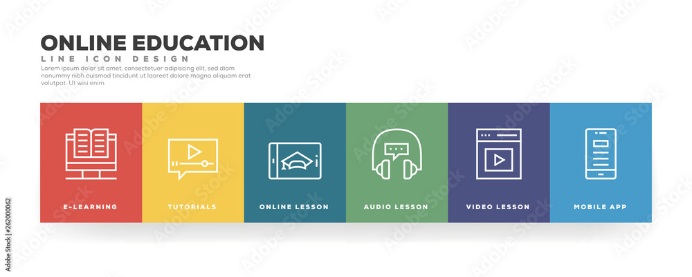 Online Education Line Icon Design Online Education Line Icon Design