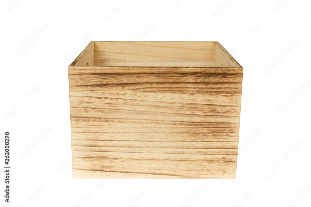 wooden box empty on white background. wooden box empty on white background.