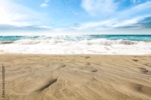 Summer background of beach and sea. Free space for your decoration. 