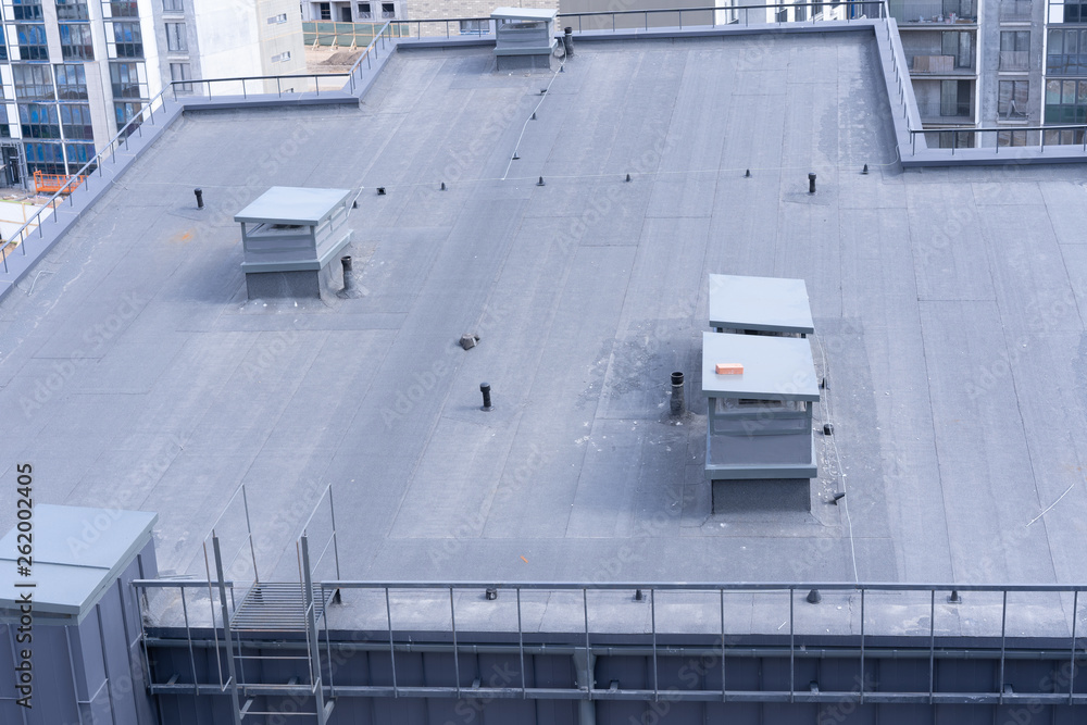 top view of the roof structure of an apartment building Stock Photo