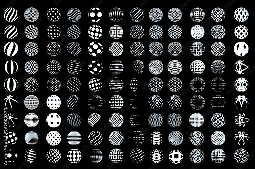  Set of minimalistic wireframe shapes of globe spheres. vector - obrazy, fototapety, plakaty 
