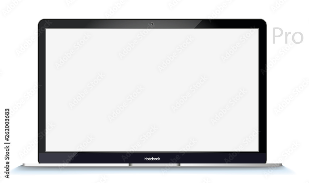 Realistic laptop isolated on white background. computer notebook with empty screen. blank copy space on modern mobile computer.
