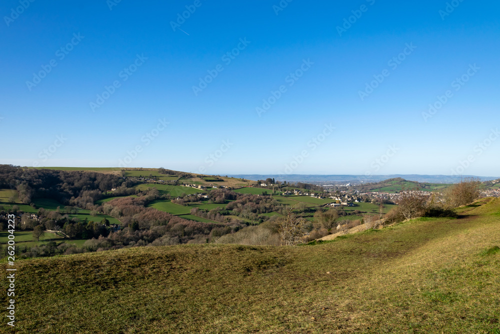 Rodborough Common with views across the River Severn, Forest of Dean and Welsh hills beyond