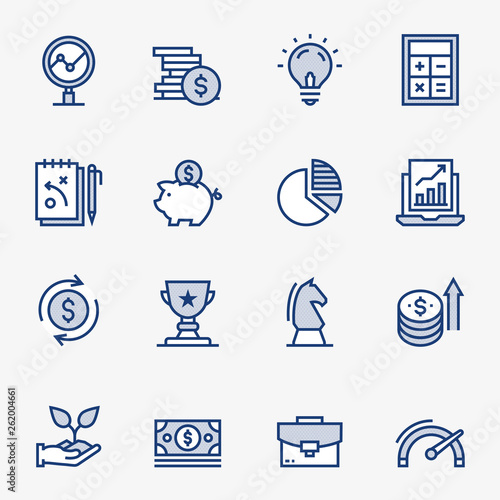 Cash Flow Colored Outline Icons. Pixel Perfect