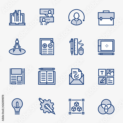 Design Thinking Colored Outline Icons. Pixel Perfect