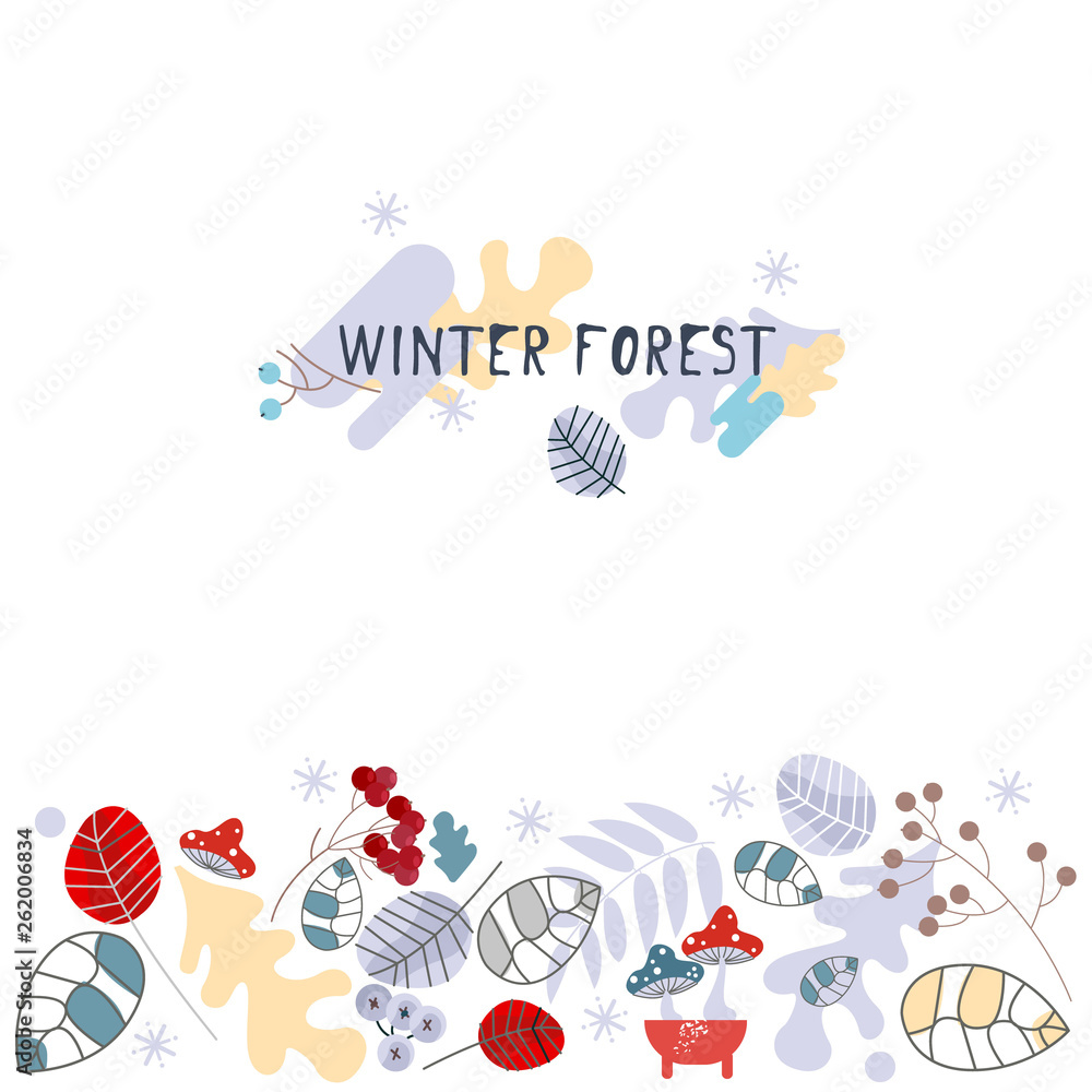 Set of Winter pattern. Decorating winter plant pictures. Vector Set of Winter pattern. Decorating winter plant pictures. Vector