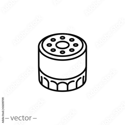 car oil filter icon, line sign on white background - editable stroke vector illustration eps10