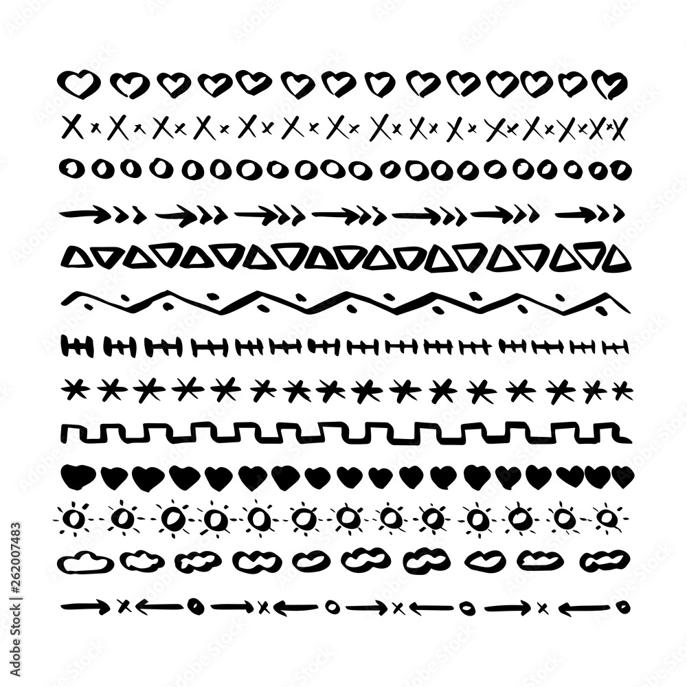 Set of hand drawn lines text labeling elements Set of hand drawn lines text labeling elements