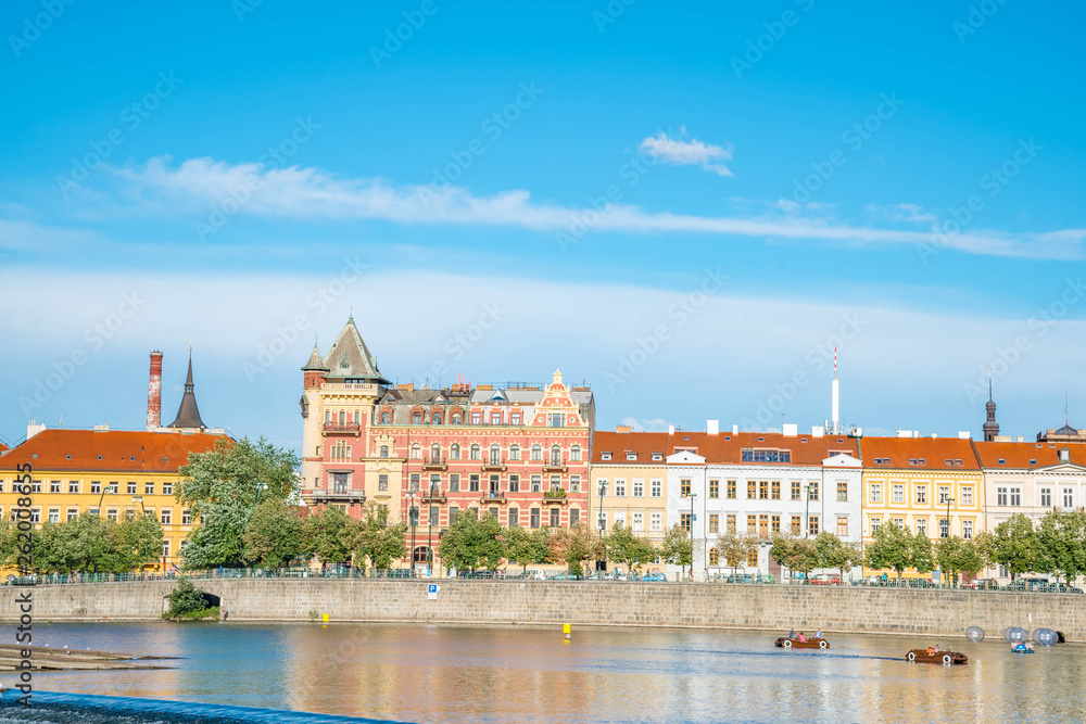 Fototapeta premium Panoramic scenic view of Prague city skyline, Prague, Czech Republic