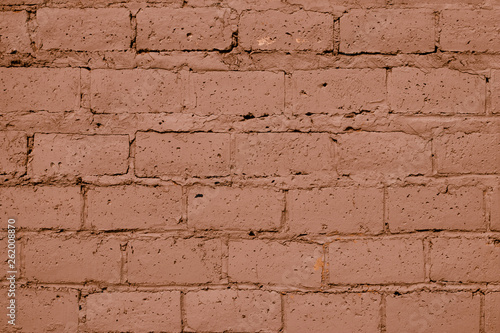 Light brown brick wall texture. Old red brick wall background. Light orange wall background. Clay colors pattern of brickwall.