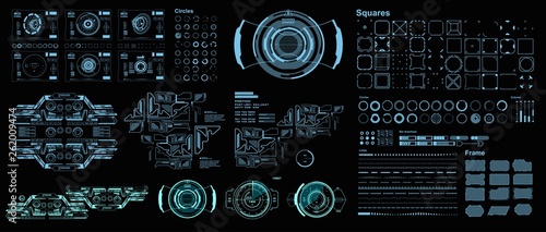 HUD futuristic virtual graphic touch user interface, target. HUD dashboard display