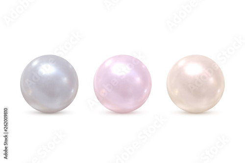 Three realistic multicolor pearls