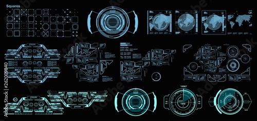HUD futuristic virtual graphic touch user interface, target. HUD dashboard display