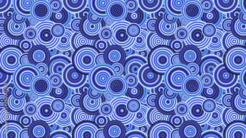 Blue Seamless Overlapping Concentric Circles Pattern Background
