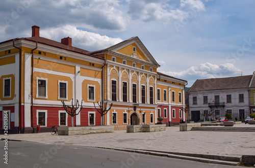 Central square and former prefecture building in Sighet - Sighetu Marmatiei - Maramuresh, Romania photo