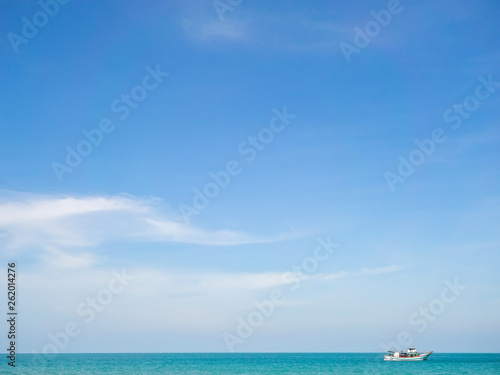 Motor boat on the surface of the sea near the island. Koh Phangan. Thailand © alexkazachok